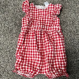Nordstrom - Red White Gingham Summer Romper - 18M